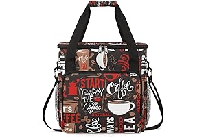 Brown and Red Coffee Cafe Coffee Maker Travel Bag