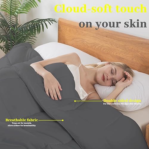 Miniatura 7 de BedTreat - Edredón tamaño king con relleno alternativo, acolchado para todas las estaciones, con pestañas en las esquinas, edredón con costura de