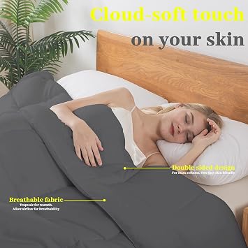 BedTreat Down Alternative Comforter with Corner Tabs - All Season Quilted Twin Size 240 GSM Grey Comforter, Machine Washable Microfiber Bedding