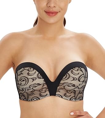 Lemorosy Womens Plus Size Anti-Slip Invisible Seamless Wireless Strapless Bra -Push up Lift Support