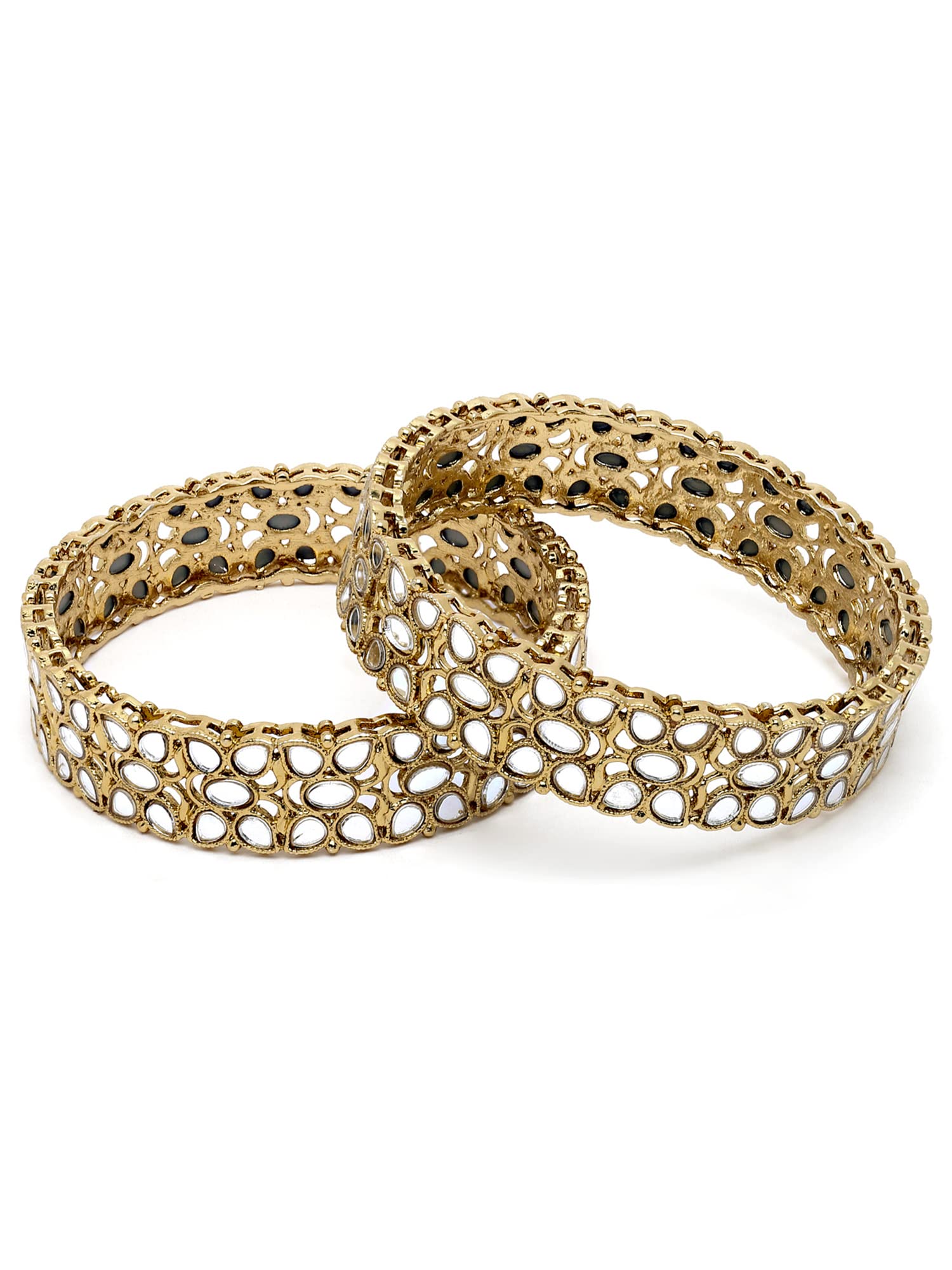Karatcart Set of 2 Antique Gold Plated Kundan and Mirror Work Bangles for Women (B0B4K2Q6FT) Amazon Price History, Amazon Price Tracker
