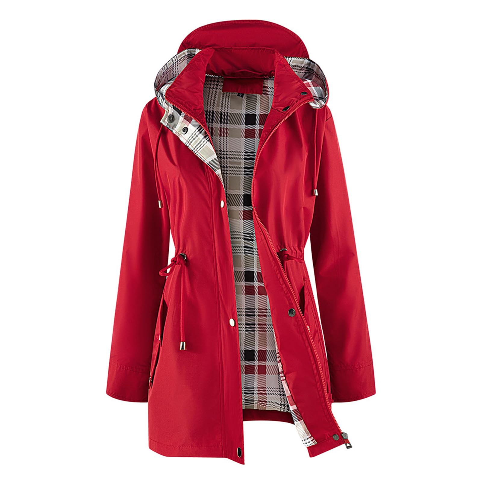 Genérico Chaqueta Entretiempo Mujer-Chaqueta Impermeable Ligera Para Mujer Cortavientos A Rayas Para Escalada Al Aire Libre Con Capucha Gabardina