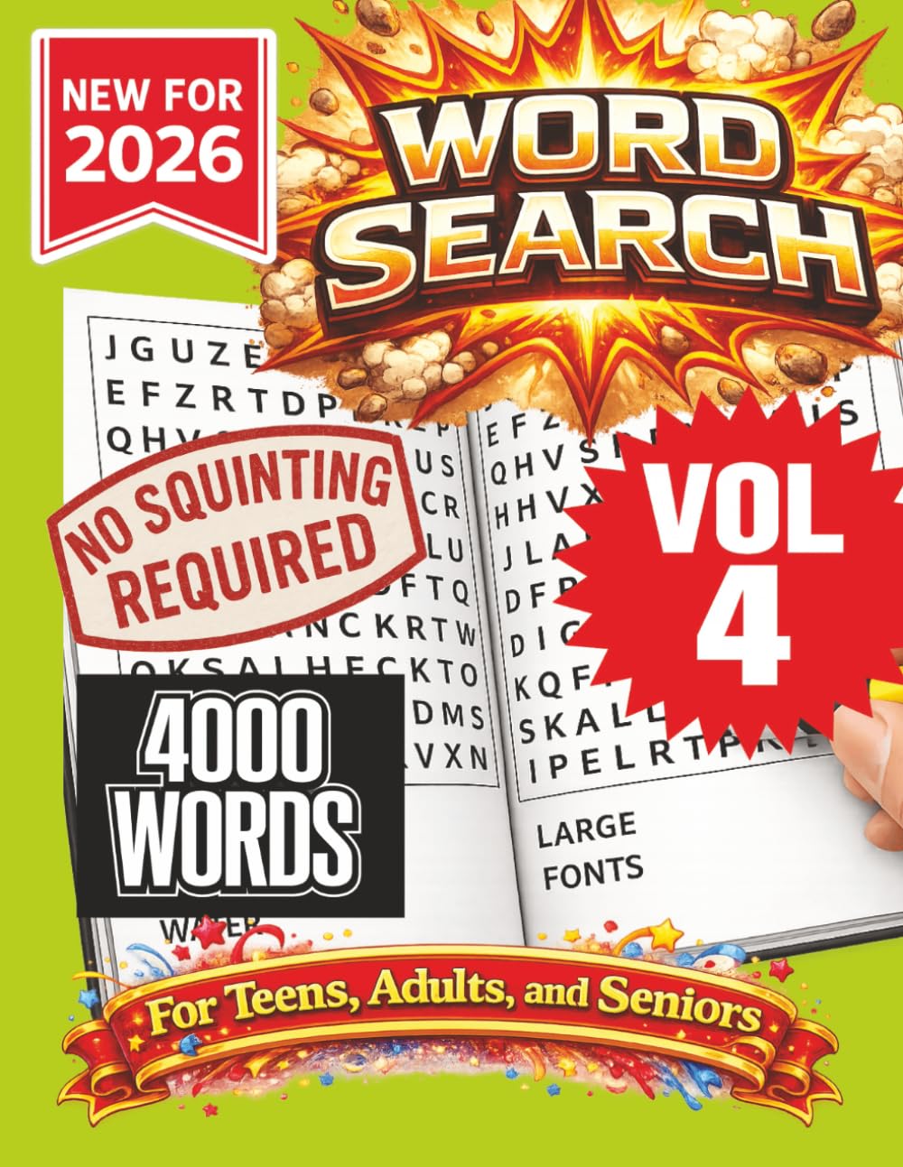 Word Search-VOL 4-- New for 2026! 4000 Words-NO SQUINTING REQUIRED!: VOL 4- 4000 Words Word Search Puzzle book for all ages. 100 puzzle to keep you ... (Word Search Puzzle Books - New for 2026!)