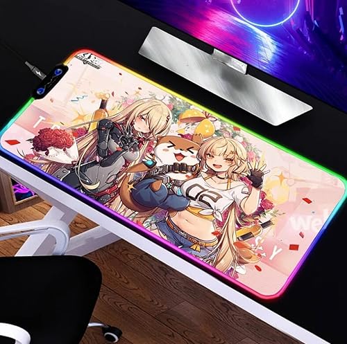 Mouse Pads Anime Girls Gaming Mousepad RGB Large PC Gamer LED Glow Mause Mat Soft Rubber Laptop Deskmat 700x300x4MM