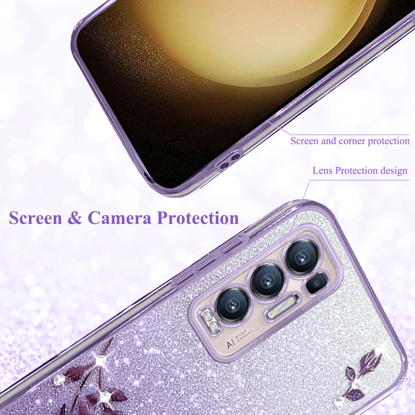 Custodia DESSEN Per OPPO Find X3 Neo – Cover In TPU Morbida Con Bordi Placcati (Rosa)