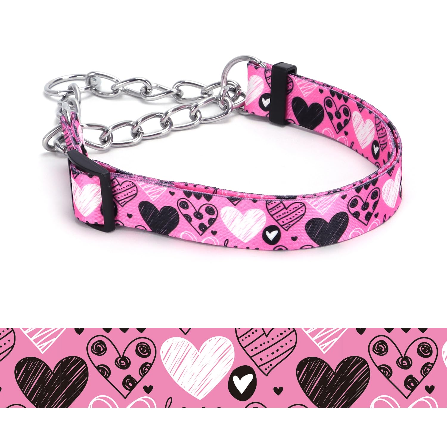 haoyueer Martingale Dog Collar - Stainless Steel Chain, No Pull Training Collar with Flower Design for Large Medium Small Dogs (A12NO21, M) โ image 1