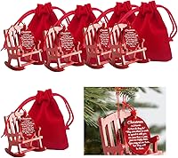 Vista 3 de Mini silla mecedora de madera con adorno conmemorativo de Navidad en el cielo, con letrero significativo, decoración del hogar para árbol de Navidad