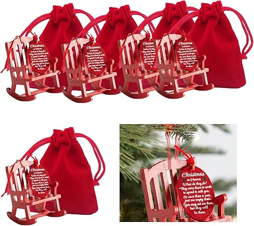 Miniatura 3 de Mini silla mecedora de madera con adorno conmemorativo de Navidad en el cielo, con letrero significativo, decoración del hogar para árbol de Navidad