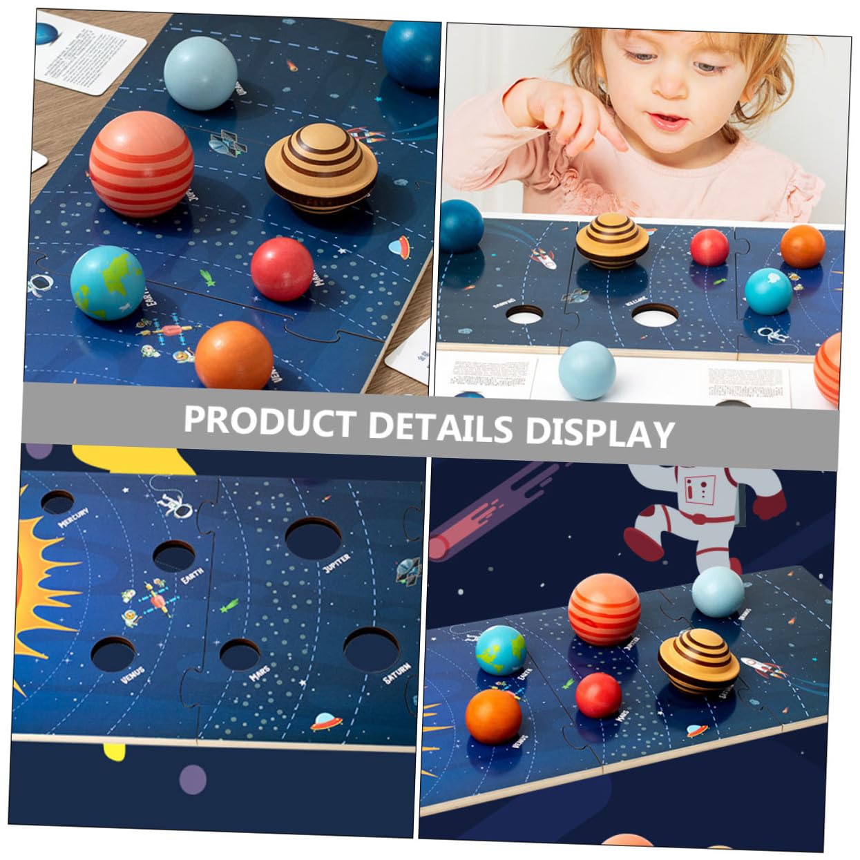 VICASKY Puzzle in Legno Educativi Decorazioni Scuola per Bambini, Rappresentazione del Solare 8 Pianeti per Imparare e Sviluppare Abilità Cognitive