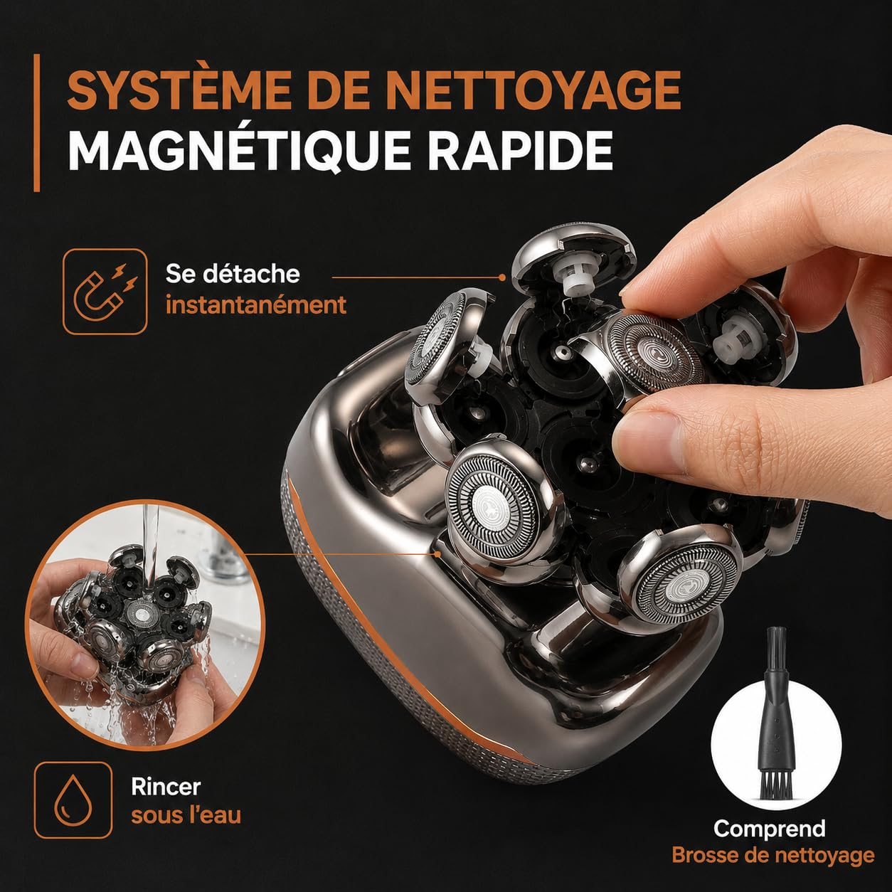 Golden Goods Rasoir Tete Chauve Homme 7D Skull Shaver Électrique Hommes Cheveux 90 mins d'autonomie Rasoir Crane Homme Chauve Étanche Wet & Dry Tondeuse Crane Chauve sans Fil avec Écran LED