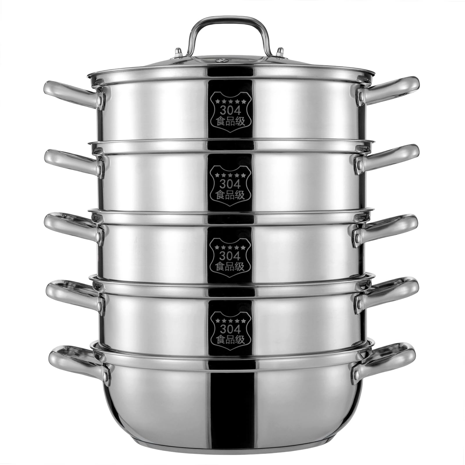 TFIANYNI Edelstahl Dampfgarer 5-Etagen - Profi Dampfkochtopf Für Gesundes Kochen