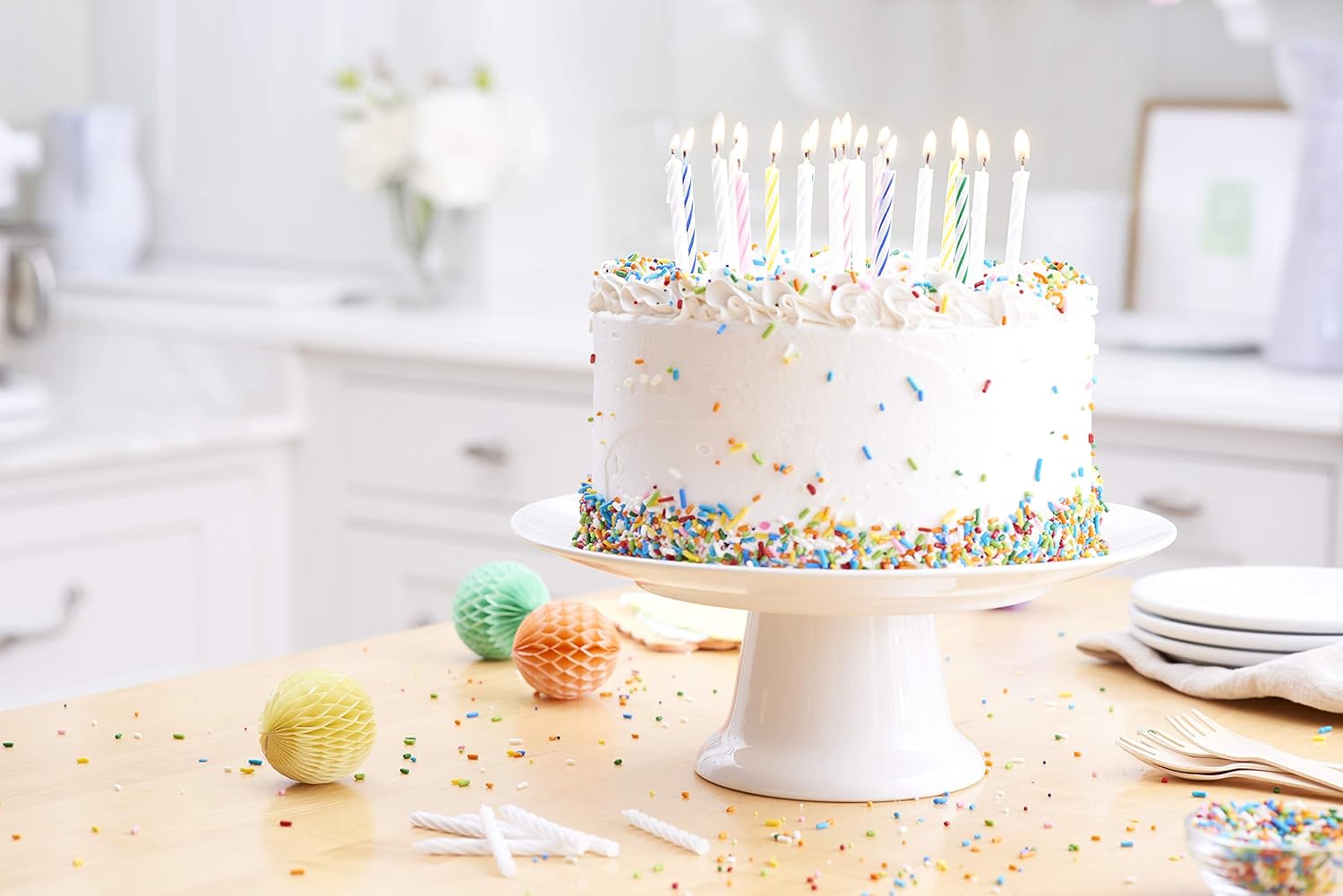 American Greetings Party Supplies, White Spiral Birthday Candles (48-Count) : Everything Else