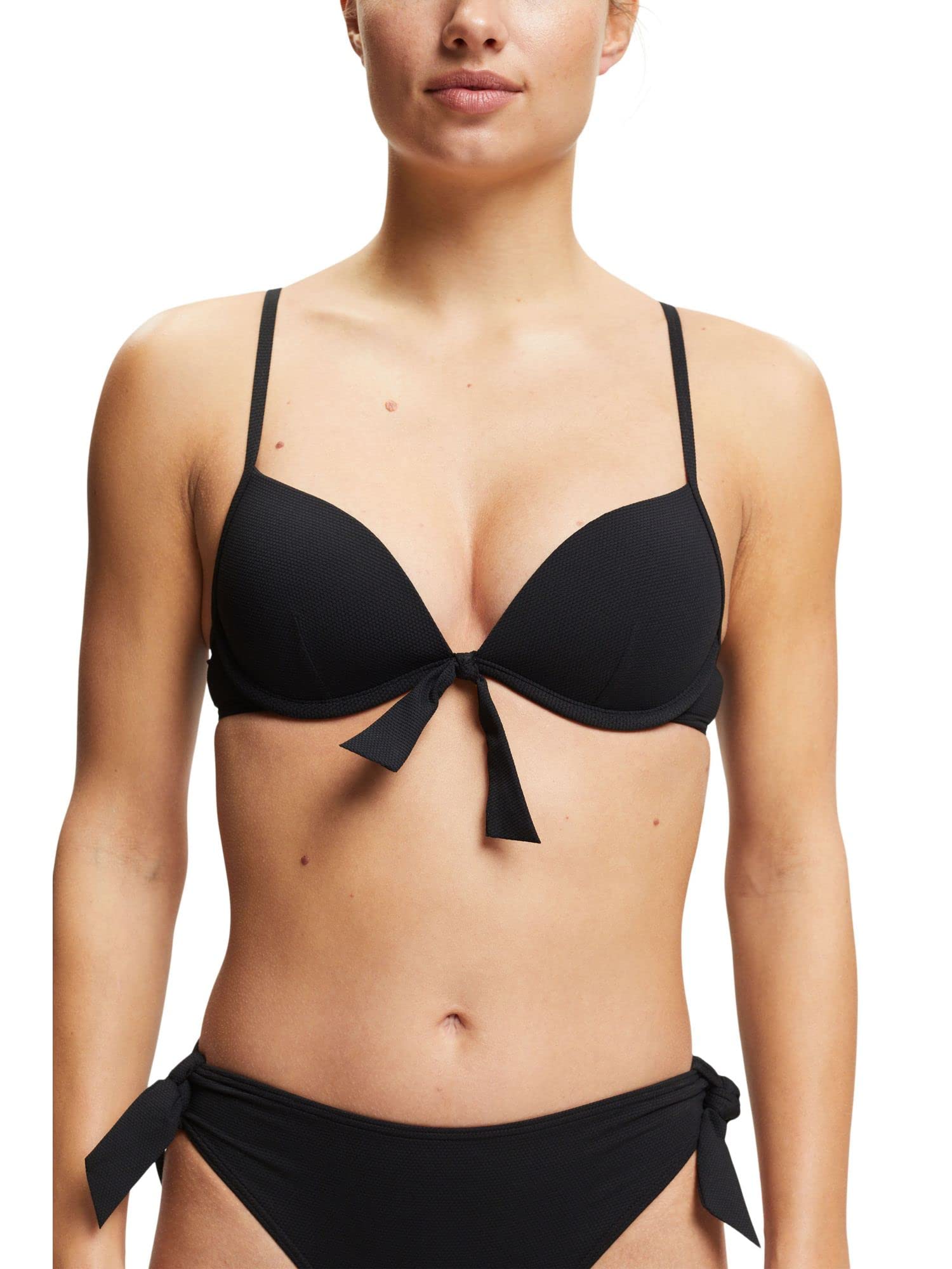 ESPRIT Women's Hamptons Beach Ay RCS Pad.Plunge Bikini, Black, A