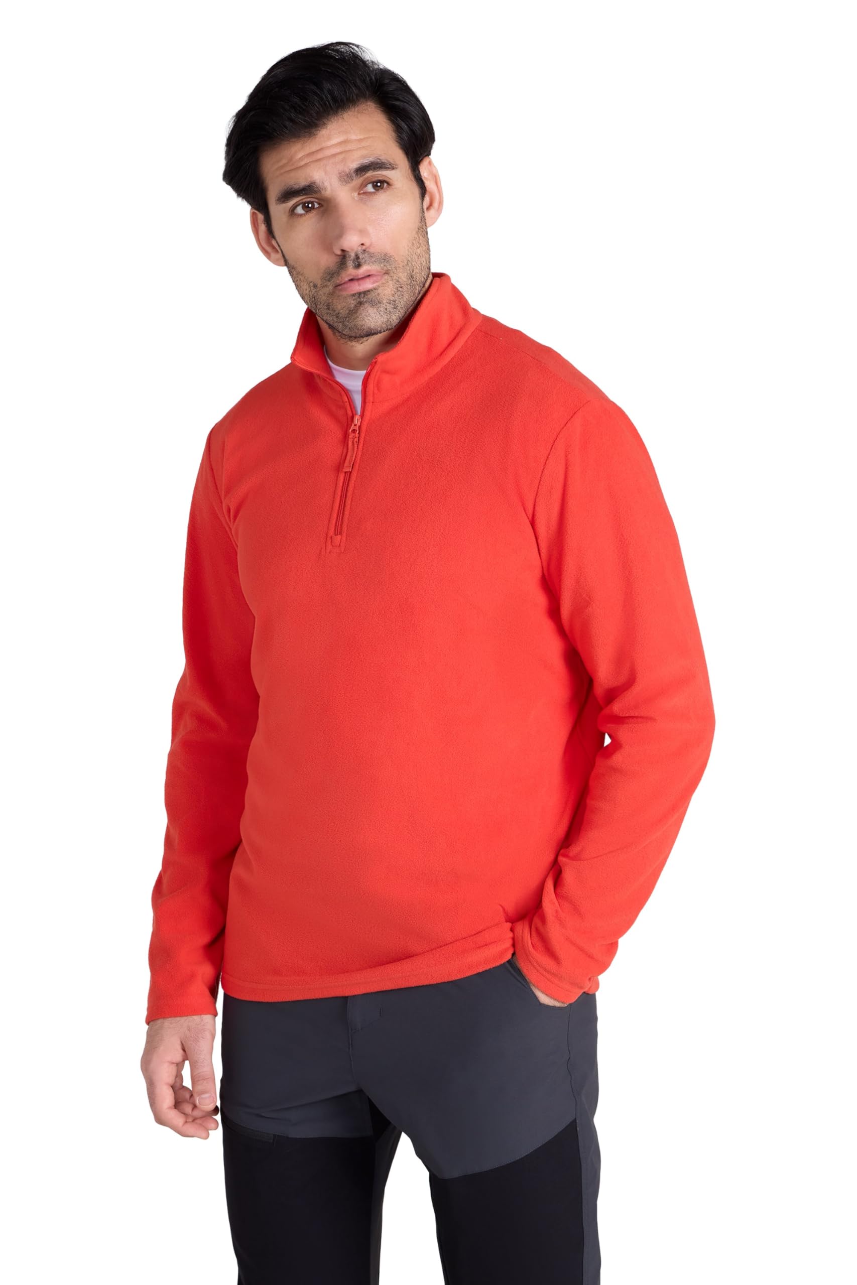 Mountain Warehouse Camber II Mens Half-Zip Fleece - Lightweight & Quick Dry, Breathable Antipill Microfleece - For Spring Summer, Outdoors, Travelling & Hiking Bright Orange S