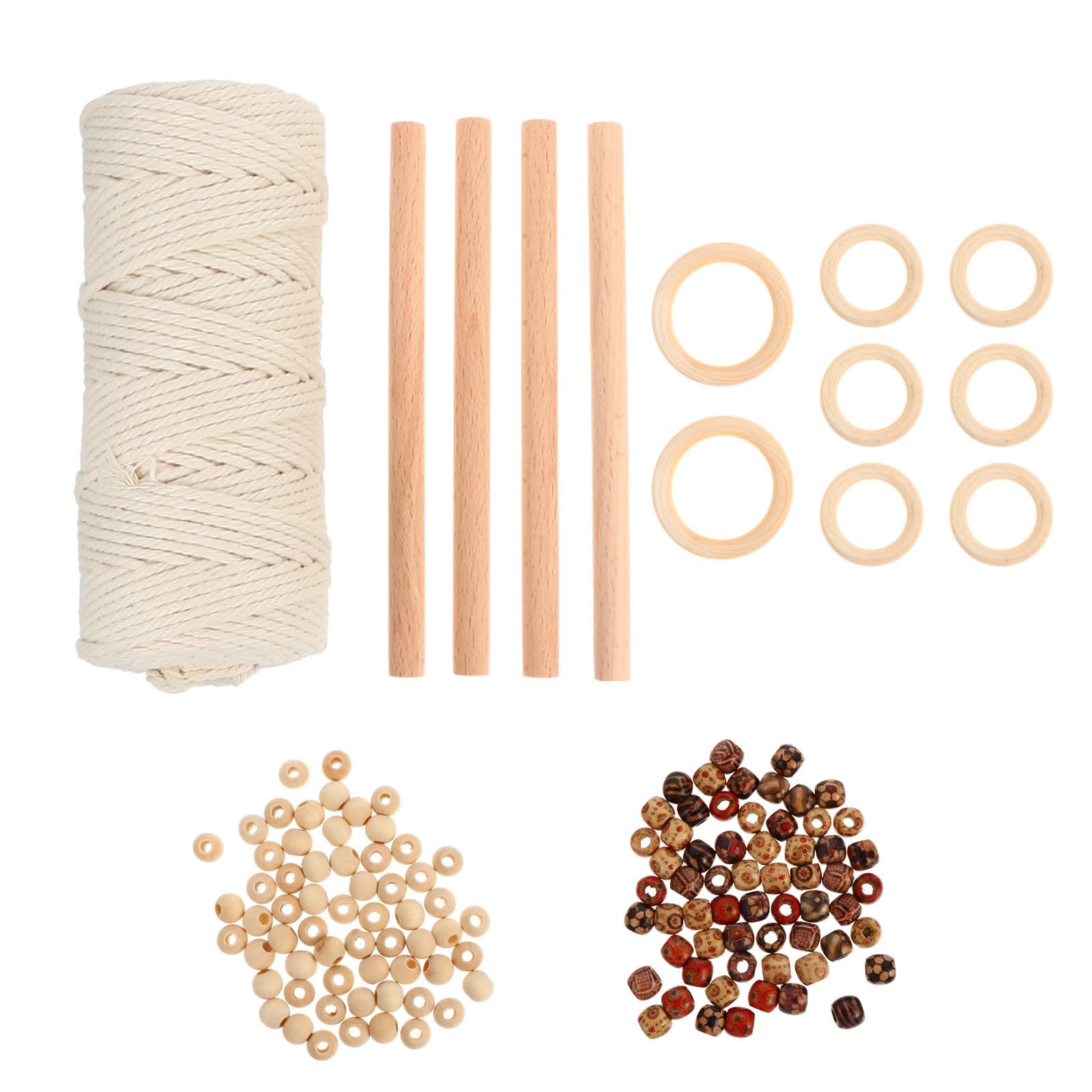 Kit de Macramé Hecho a Mano con Cuentas de Madera para Decoración