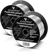 STAHLWERK FLUX Fülldraht Ø 0,8 mm 2er Set E71T-GS – je 1 kg D100-Spule für 16 mm Dorn, universell einsetzbar, selbstschützender Schweißdraht zum Schweißen ohne Gas, geeignet für viele MIG/MAG-Geräte