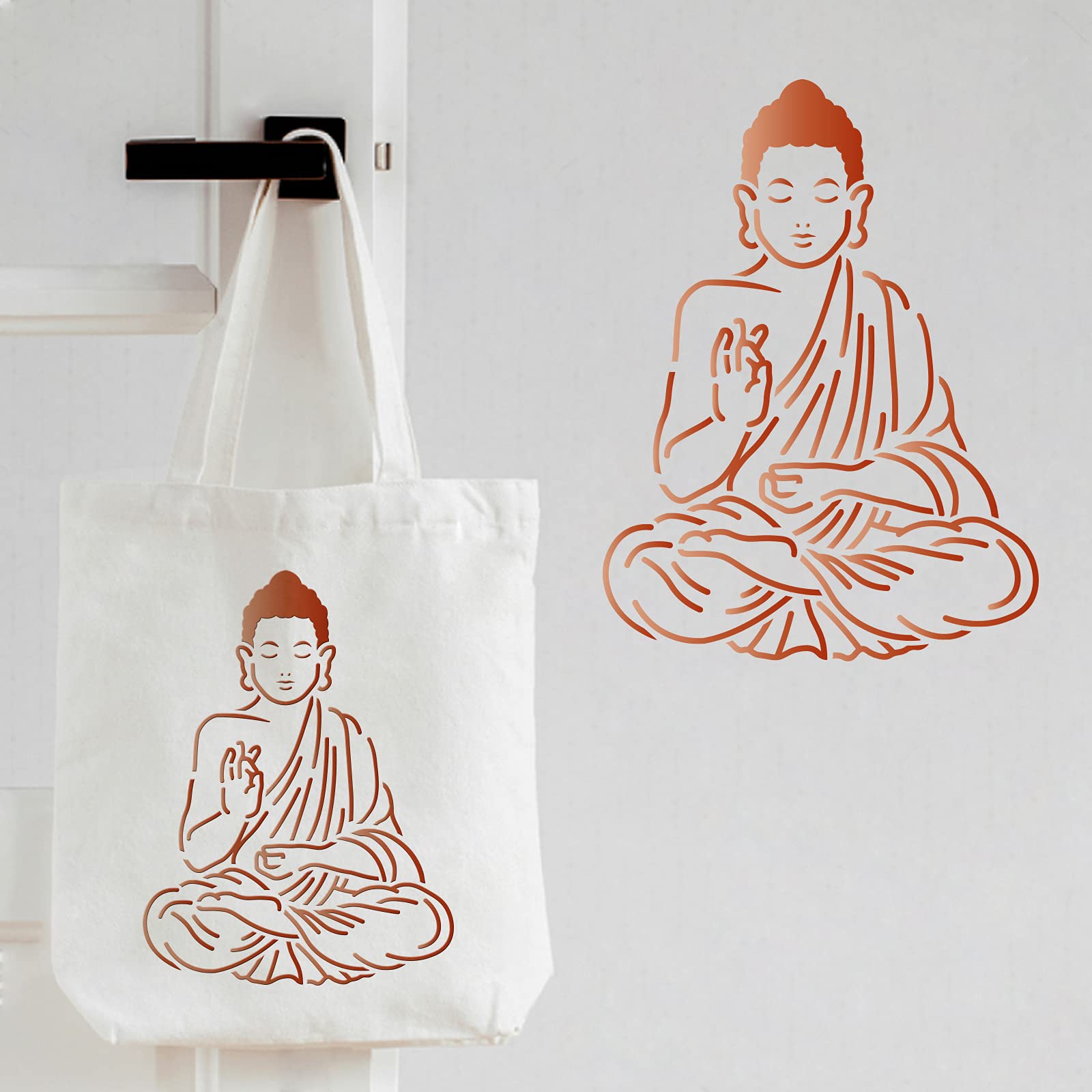 Fingerinspire, Stencil in stile indiano con Buddha seduto, da 29,7 x 21 cm, in plastica, riutilizzabile, per creazioni artigianali, per fai da te, per decorare e dipingere legno, pareti e piastrelle