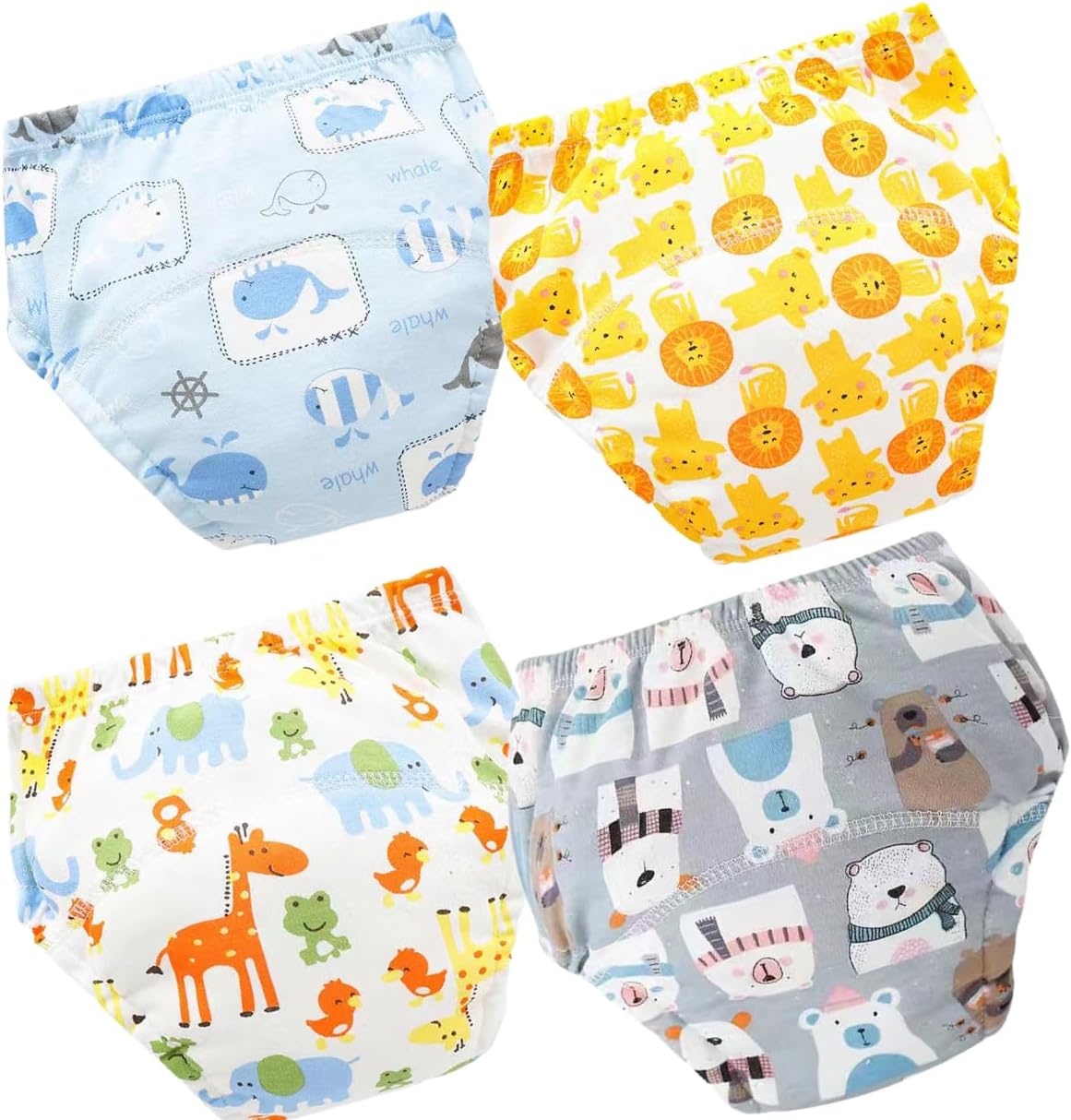 4Pack Toddler Potty Training Pants,Cotton Soft and Absorbent Training Underwear Size 2T,3T,4T, Unisex Underpants Toddler，Waterproof Underwear for Kids
