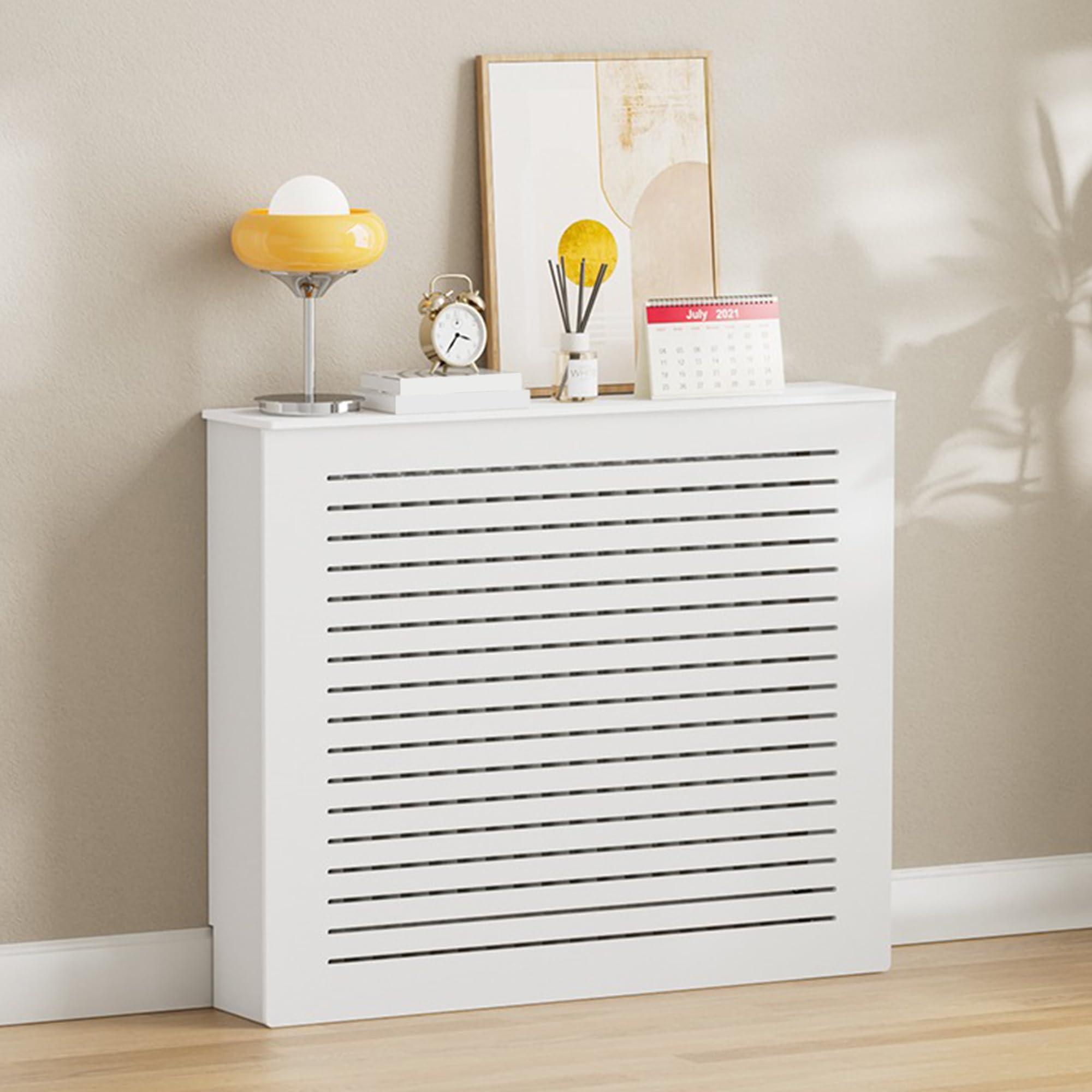 Vieux radiateur : cache-radiateur blanc 70 cm avec étagère supérieure