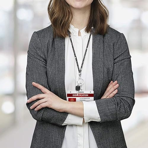 Miniatura 5 de VIQWYIC Soporte retráctil para tarjeta de identificación con clip, carretes de identificación con diamantes de imitación brillantes, portatarjetas