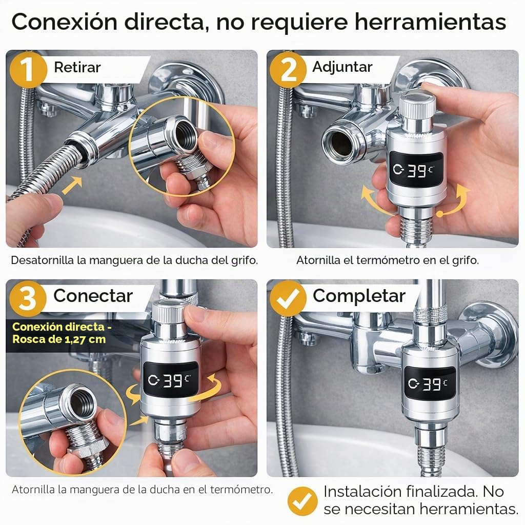 Termómetro de Ducha, Termómetro de Agua de ABS, Monitor de Temperatura para el Hogar, Cocina, Baño, Bañera
