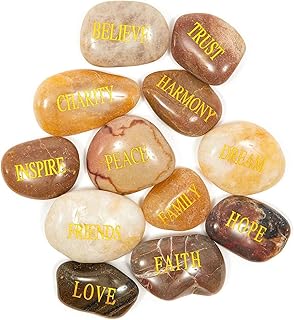 12 Pieces Inspirational Rocks with Words for Friends and Family, Engraved Motivational Stones for Encouragement Gifts, Home Decor