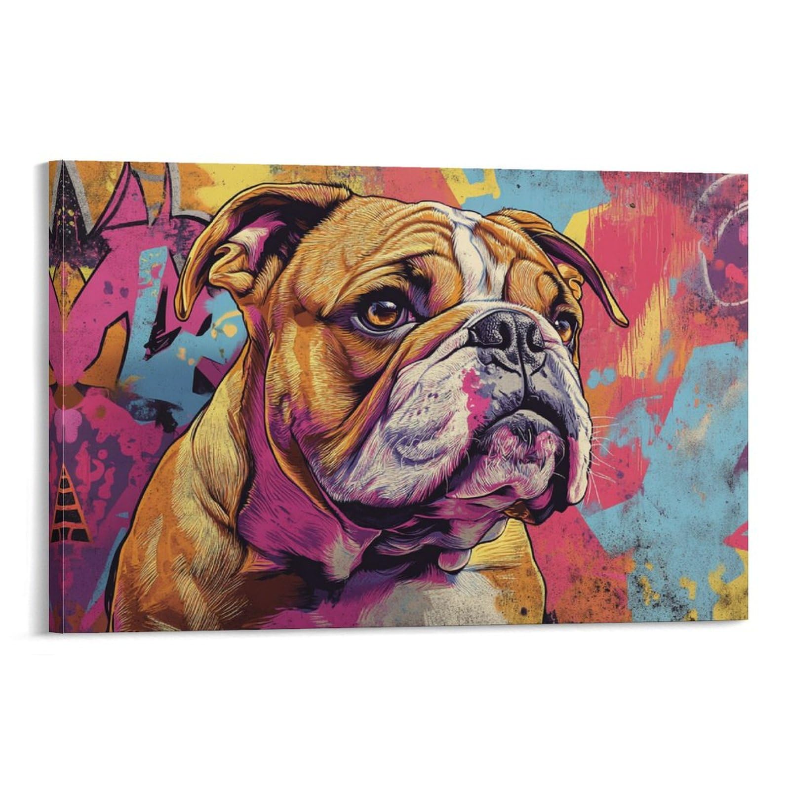 ZHUICHENG BULLdog obraz na płótnie / mural / sztuka ścienna - obraz olejny 3D do salonu, sypialni i biura. Trwałe kolory i łatwa konserwacja 20x30 cali (50x75 cm)