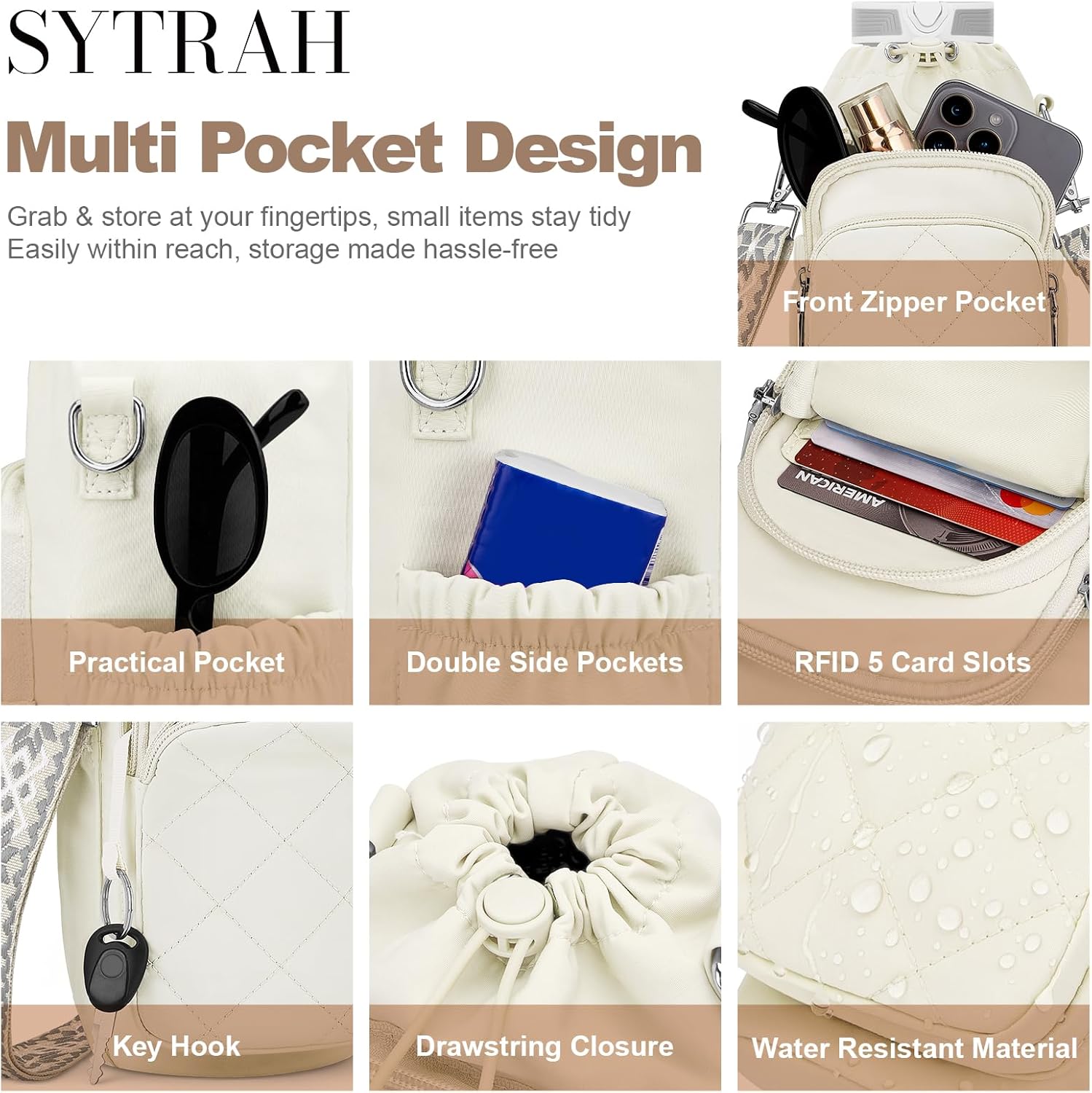 Water Bottle Bag Crossbody，Insulated Water Bottle Purse Crossbody Water Bottle Holder with Strap 40 oz - Image 4