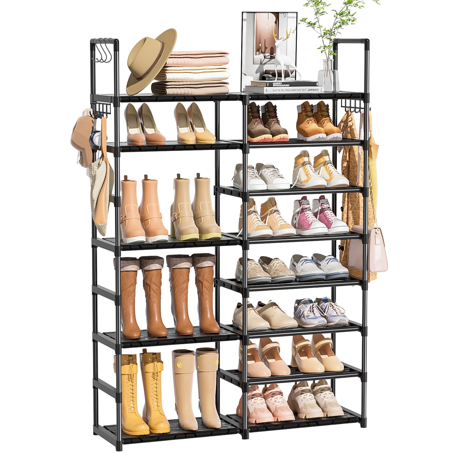 OYREL Shoe Rack Organizer 8 Tiers, Tall Shoe Racks Shelf Storage, 26-32 Pairs Vertical Large Rack,Stackable Shoes Racks for Entryway, Closet, Garage