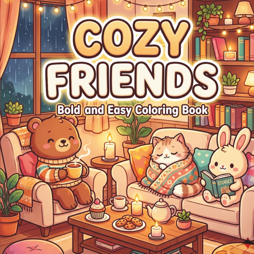 Cozy Friends Bold and Easy Coloring Book