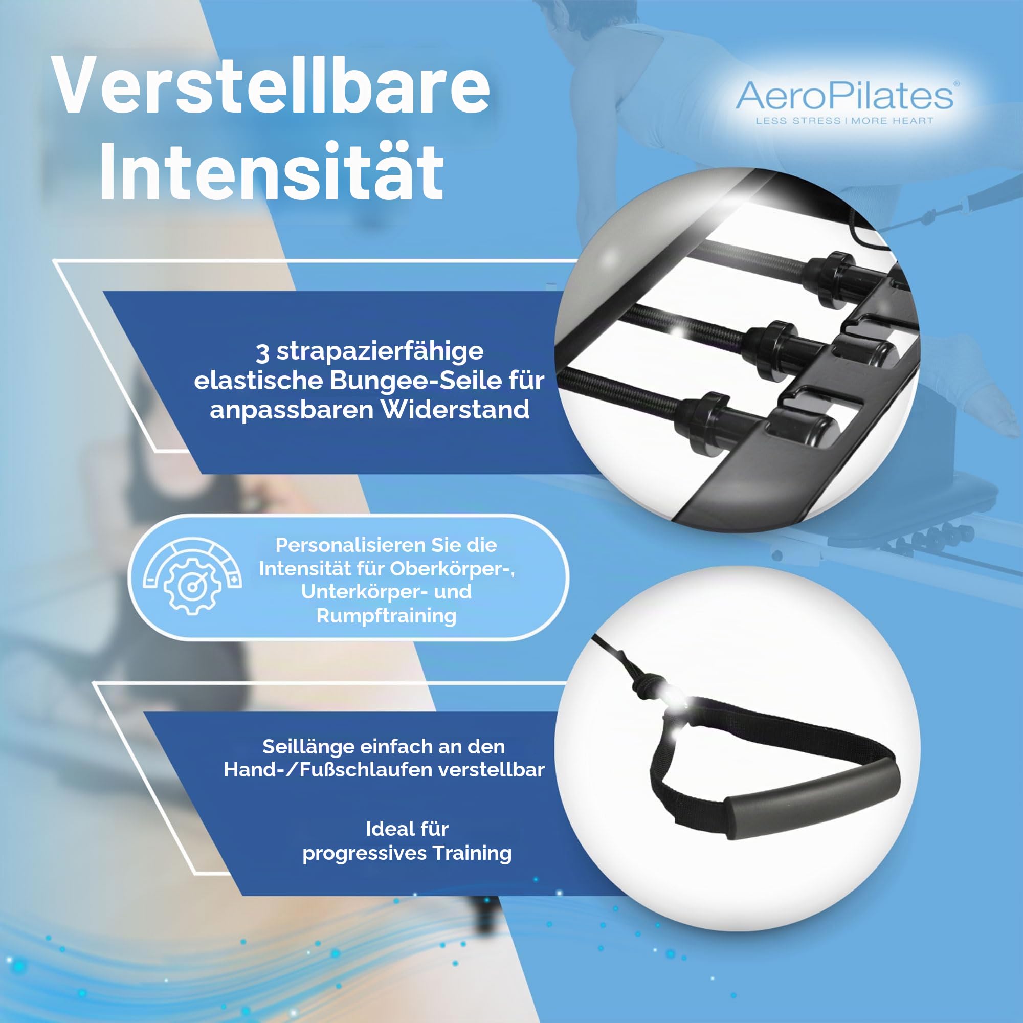 AeroPilates Reformer 287 - Pilates Reformer Workout-Maschine für Heim-Fitnessstudio - Pilates Reformer mit 3 Widerstandsschnüren - Bis zu 136 kg Gewichtskapazität