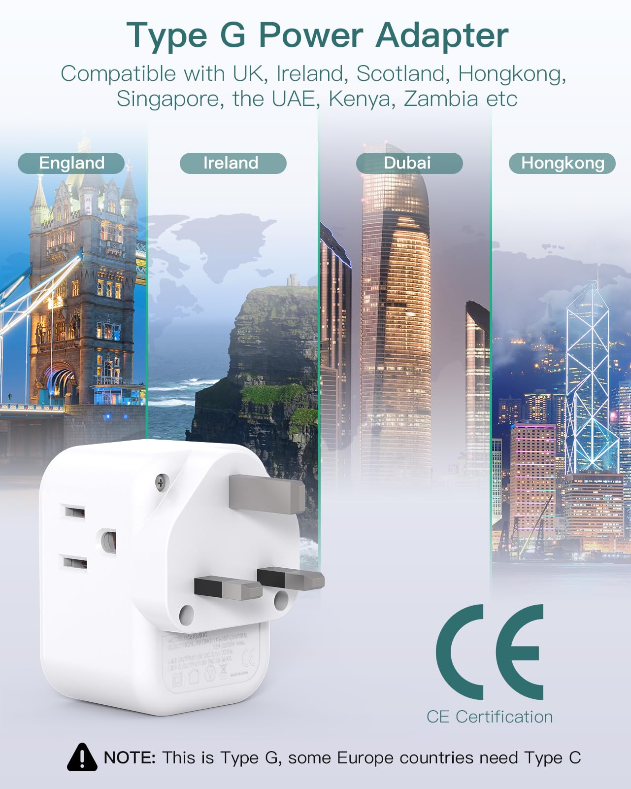 Snapklik.com : US To UK Plug Adapter 3 Pack, Addtam Type G Travel Plug