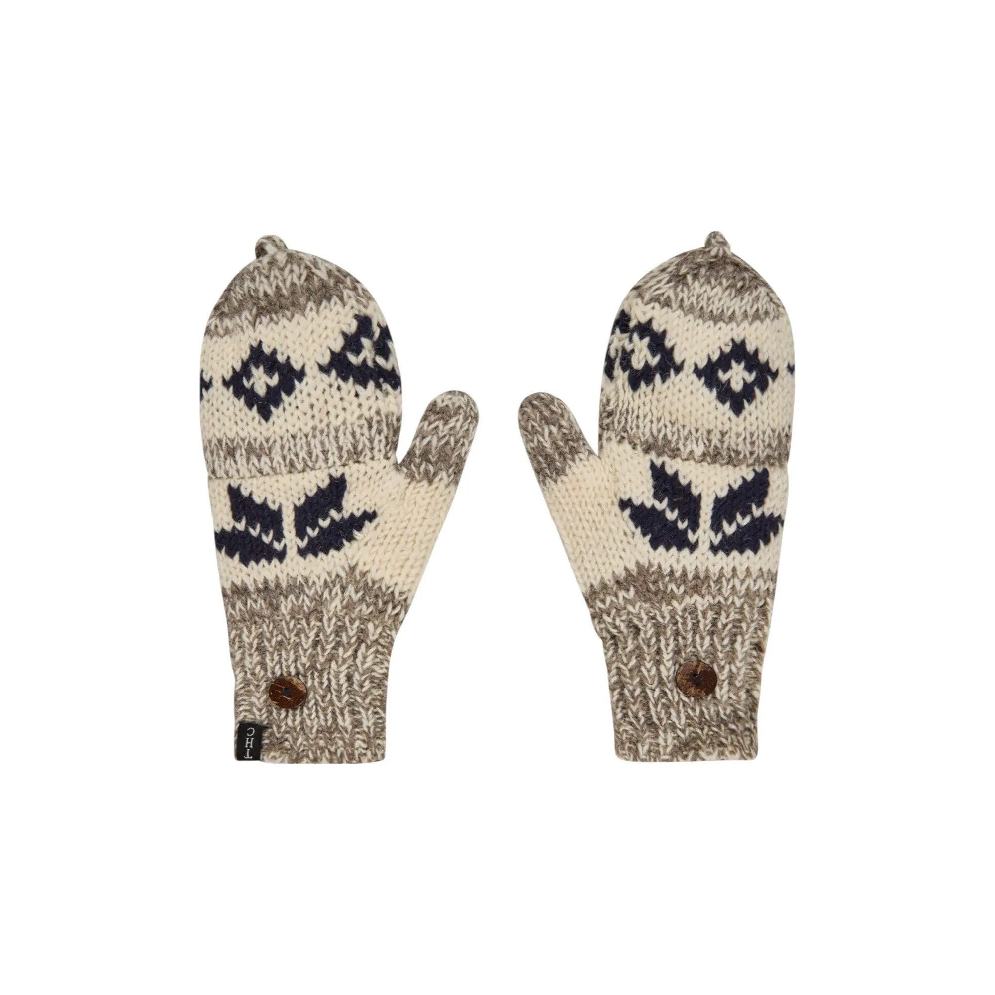 Guantes de lana de oveja THC 609 gris con diseño plegable 2