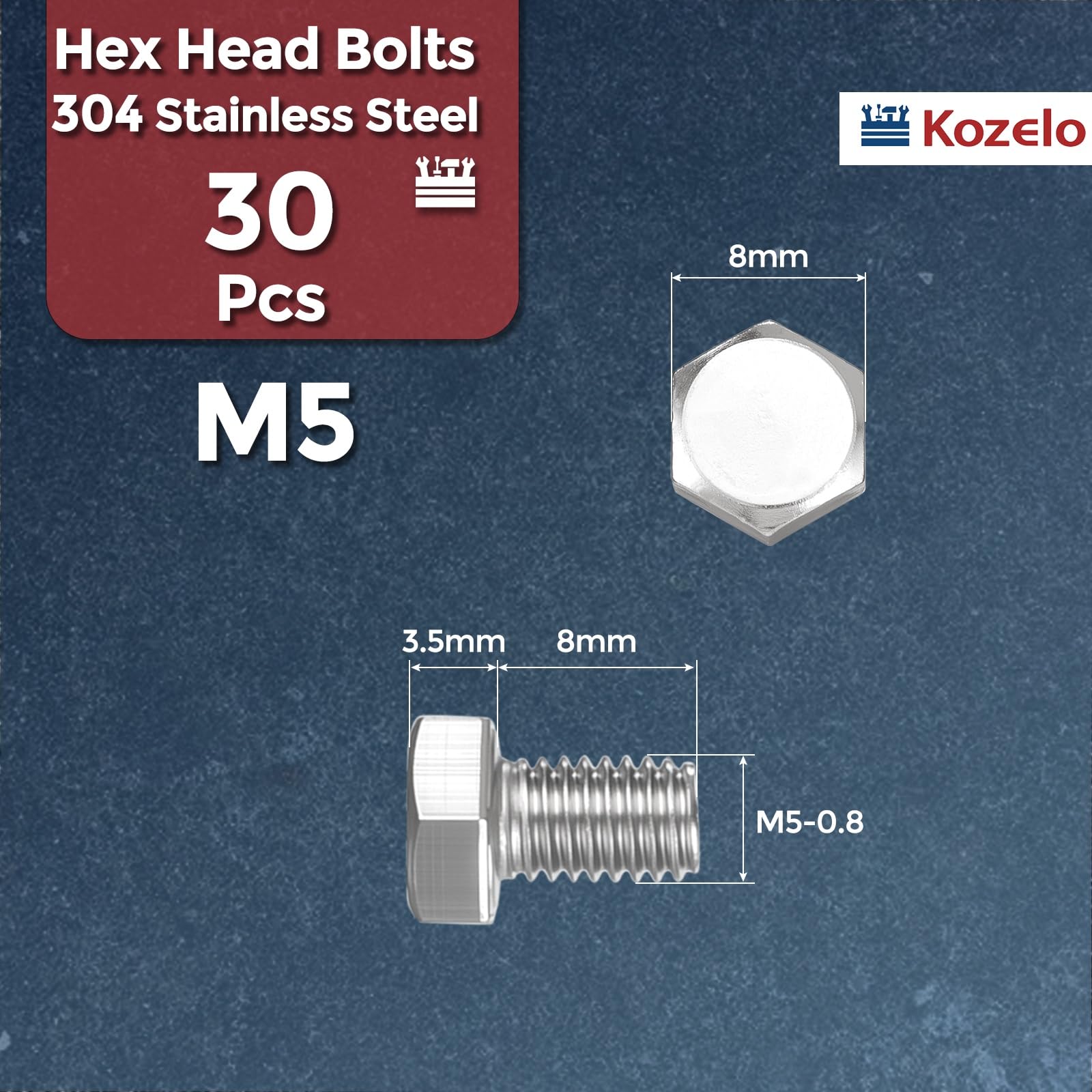 Kozelo 30 Pcs Hex Head Screws Bolts - Image 2