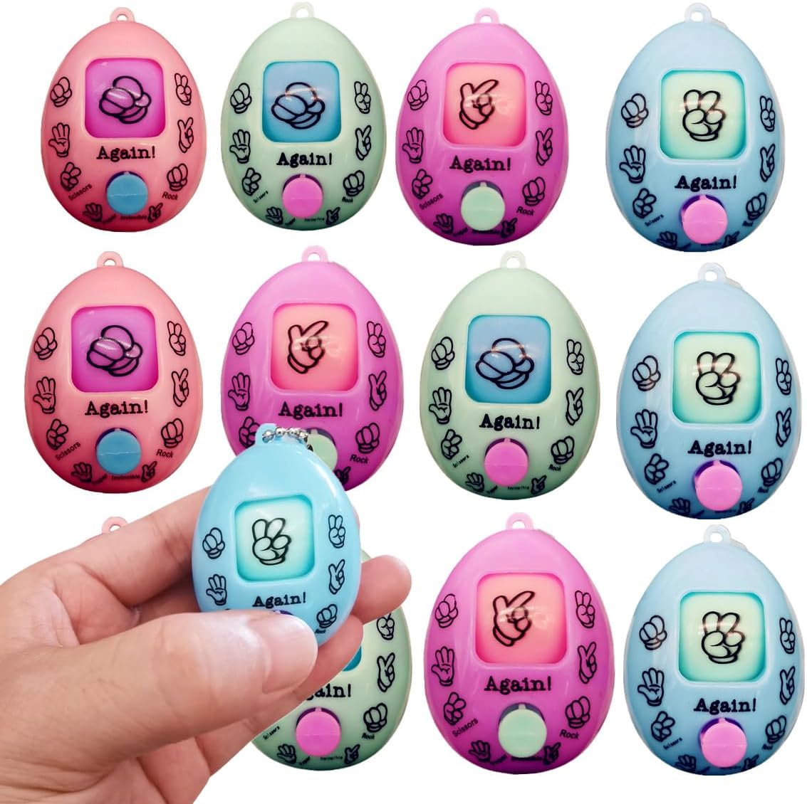 30 Pcs Bulk Guess Keychain Toys Goodie Bag Stuffer ,Classroom Birthday Party Favors,Rock Paper Scissors game Holiday Carnival Prizes