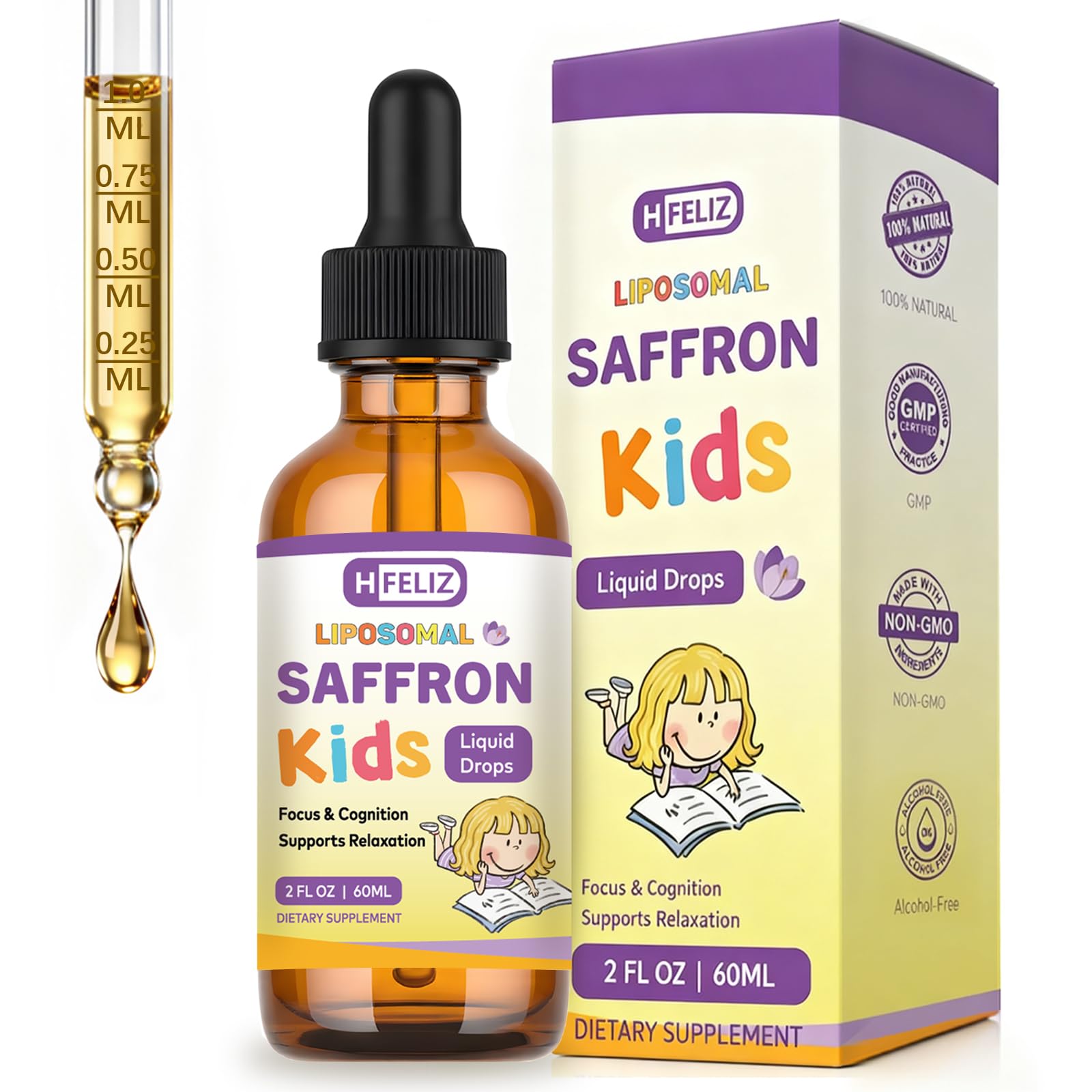 Amazon.com: HFELIZ Liposomal Saffron Liquid Drops for Kids
