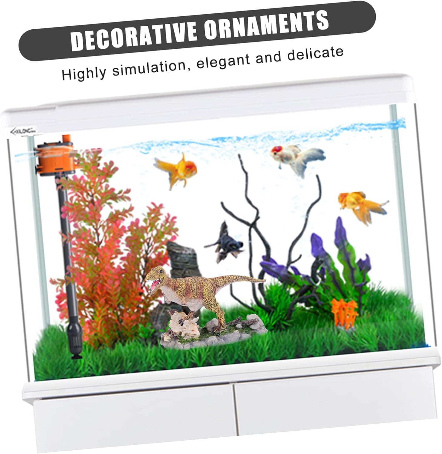 Fake Dinosaur Ornament for Reptile Cage Aquarium Decoration 5.51X2.36X4.72In Realistic Resin Landscape Accessory Safe for Pets and Children