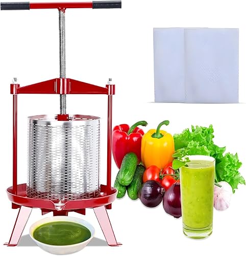 Miniatura 7 de Prensa manual de vino de frutas de 3.69 galones, sidra de acero inoxidable, extractor de verduras, prensa de miel y aceite de oliva con mango en T,