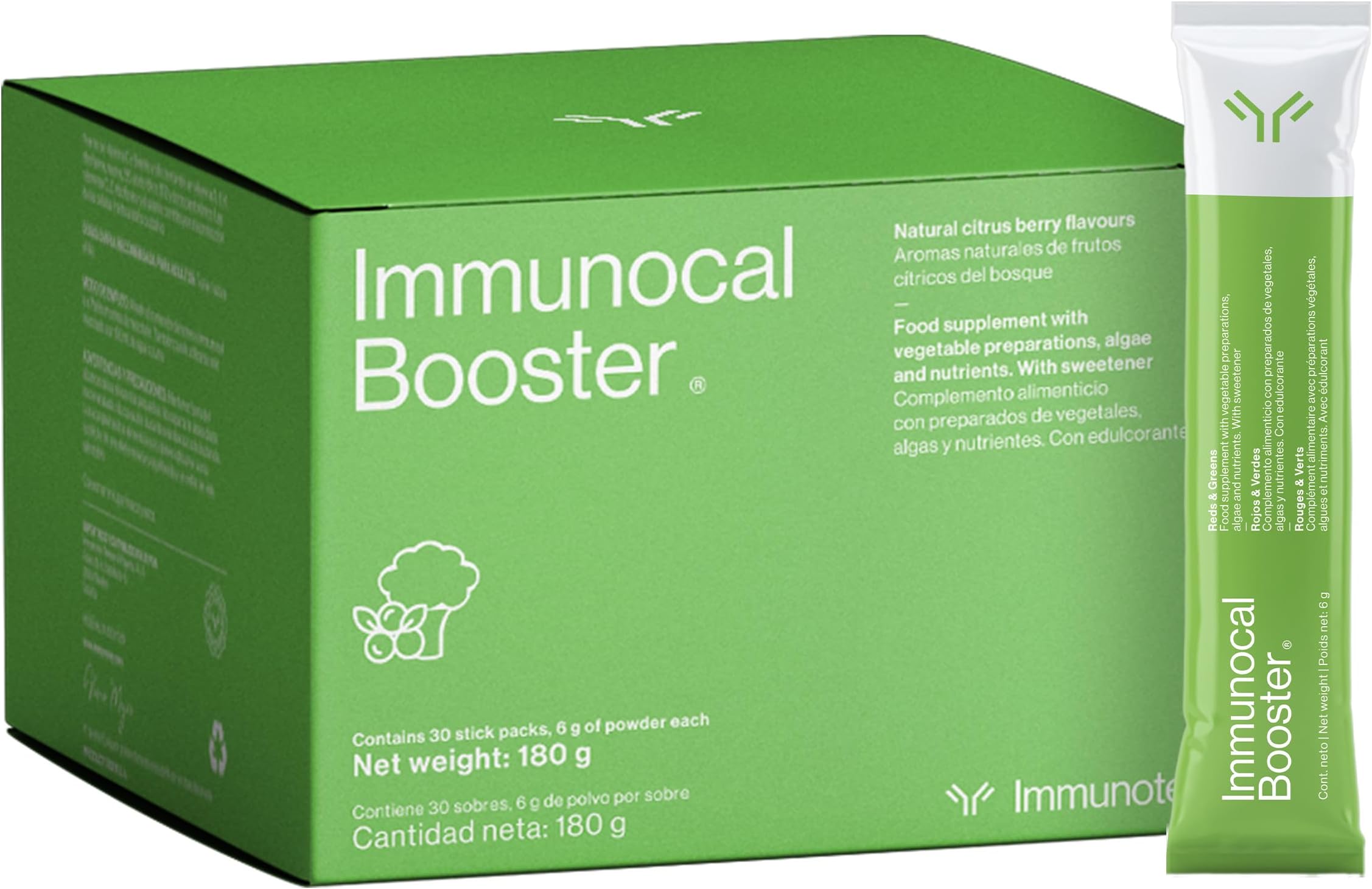 Immunocal Booster® – +50 Fruits & Veggies, 20 Cal Superfood Antioxidant with Nrf2 Activator™, Selenium + Sulforaphane, Immune Support, Inflammation Aid | Gluten Free, Sugar Free | 30 Servings