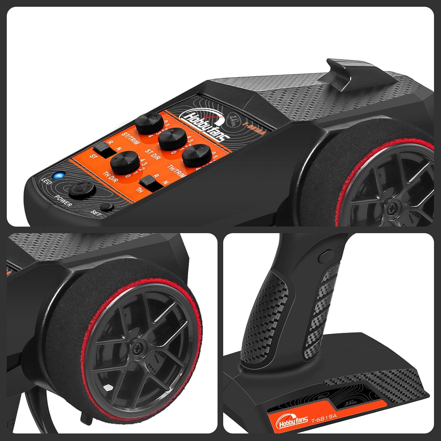 Labeled diagram of Hobby Fans RC Transmitter controls