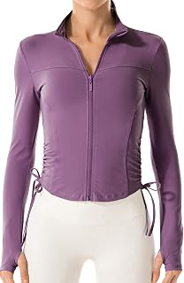 Chaqueta deportiva para mujer, corte ajustado, transpirable, para gimnasio, fitness, chaqueta con cordón, de secado rápido, para correr, deporte, yoga