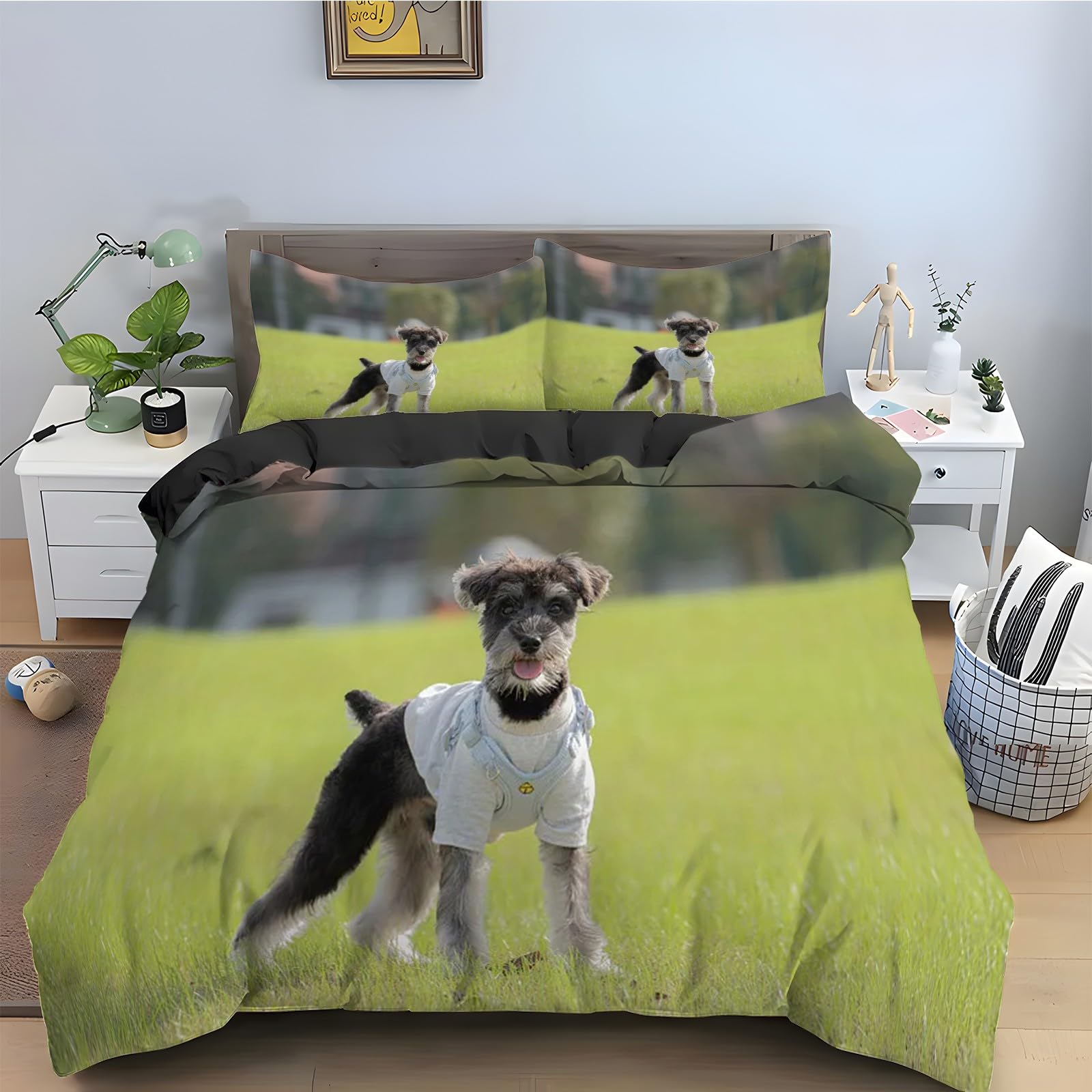 Housse de couette Schnauzer 200x200 microfibre : évitez les allergies au linge de lit