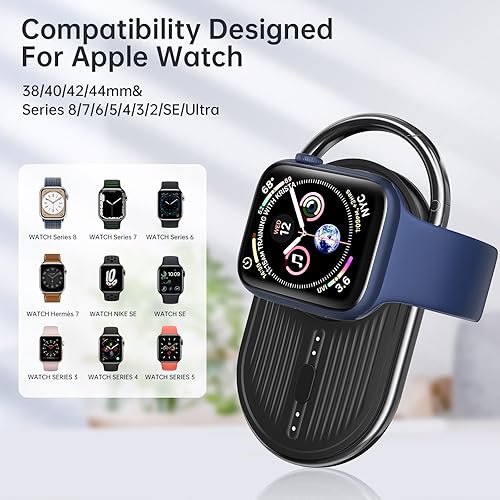 Miniatura 10 de YoFeW - Cargador portátil para Apple Watch  Cargador magnético inalámbrico para iWatch 87654321SEUltra Series, carga rápida, elegante, viajes,
