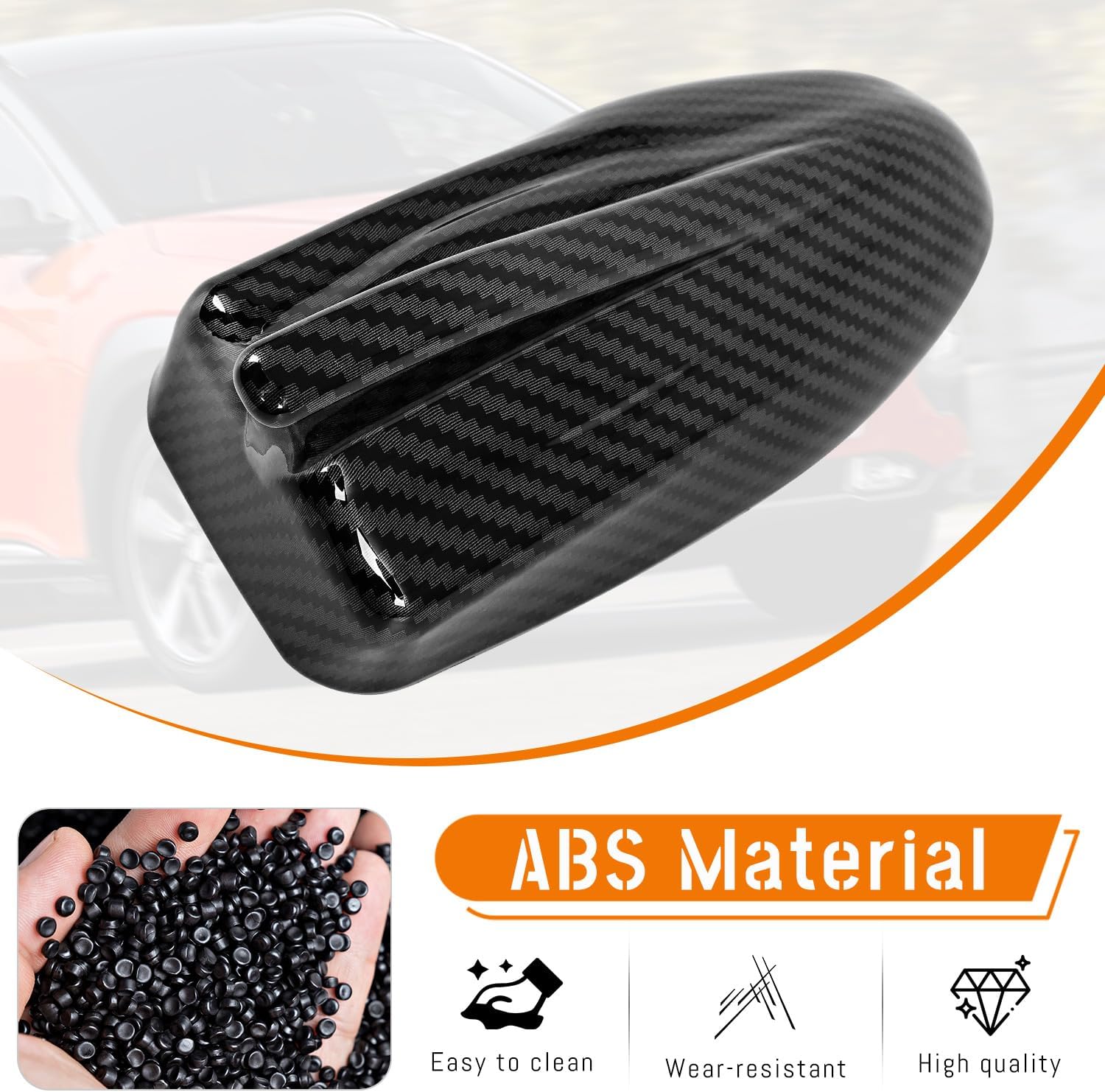 Shark Fin Antenna Cover,Car Roof Antenna Caps Compatible with Hyundai Kona 2018 2019 2020 2021 2022 2023,96210-J9300,Roof Topper Cover Replacement,Carbon Fiber Texture,Without Chip