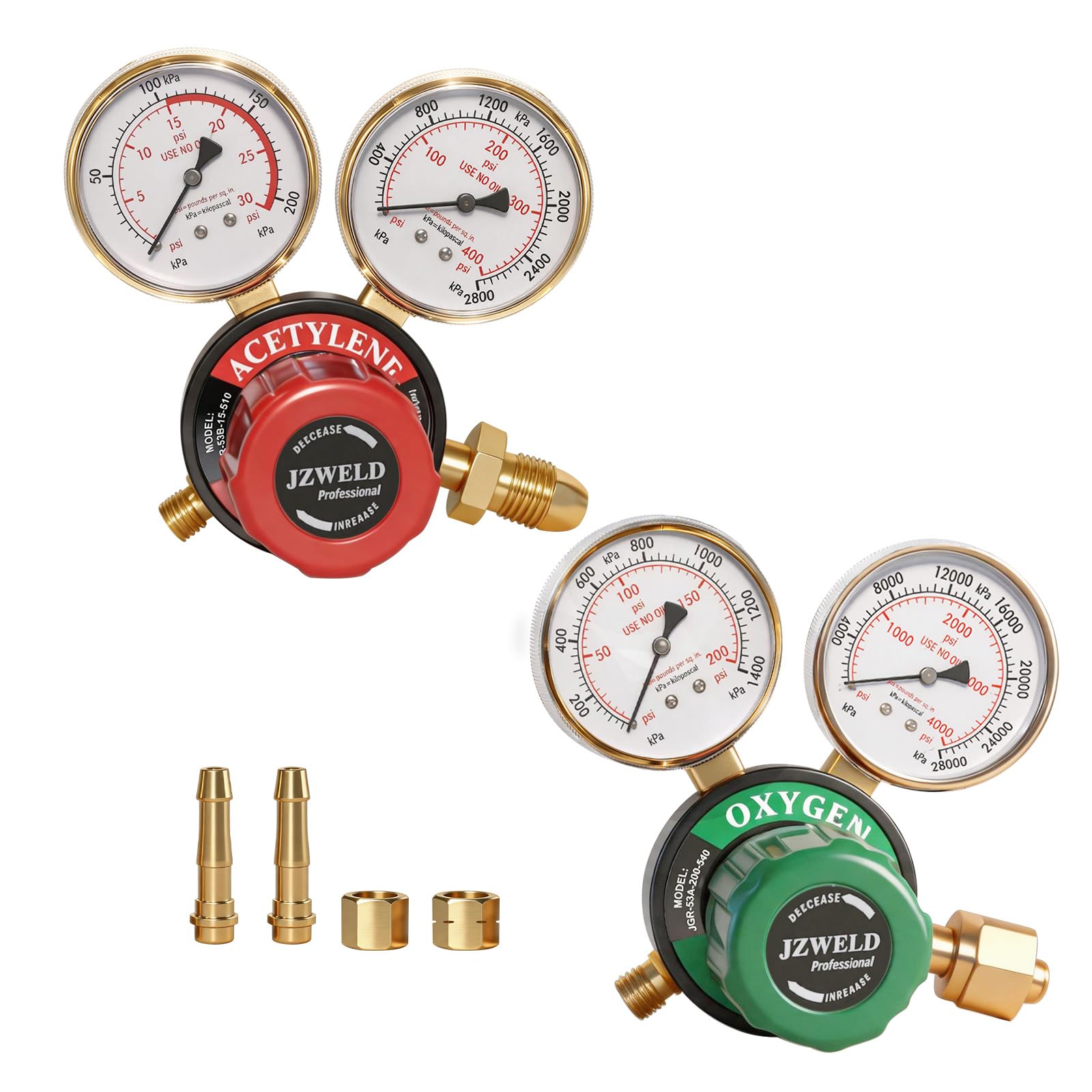 Reguladores de oxígeno acetileno, CGA540 y CGA510, conexión de entrada, medidor de gas de soldadura, juego de regulador de acetileno de oxígeno para soldadura de gas, soplete de corte de gas