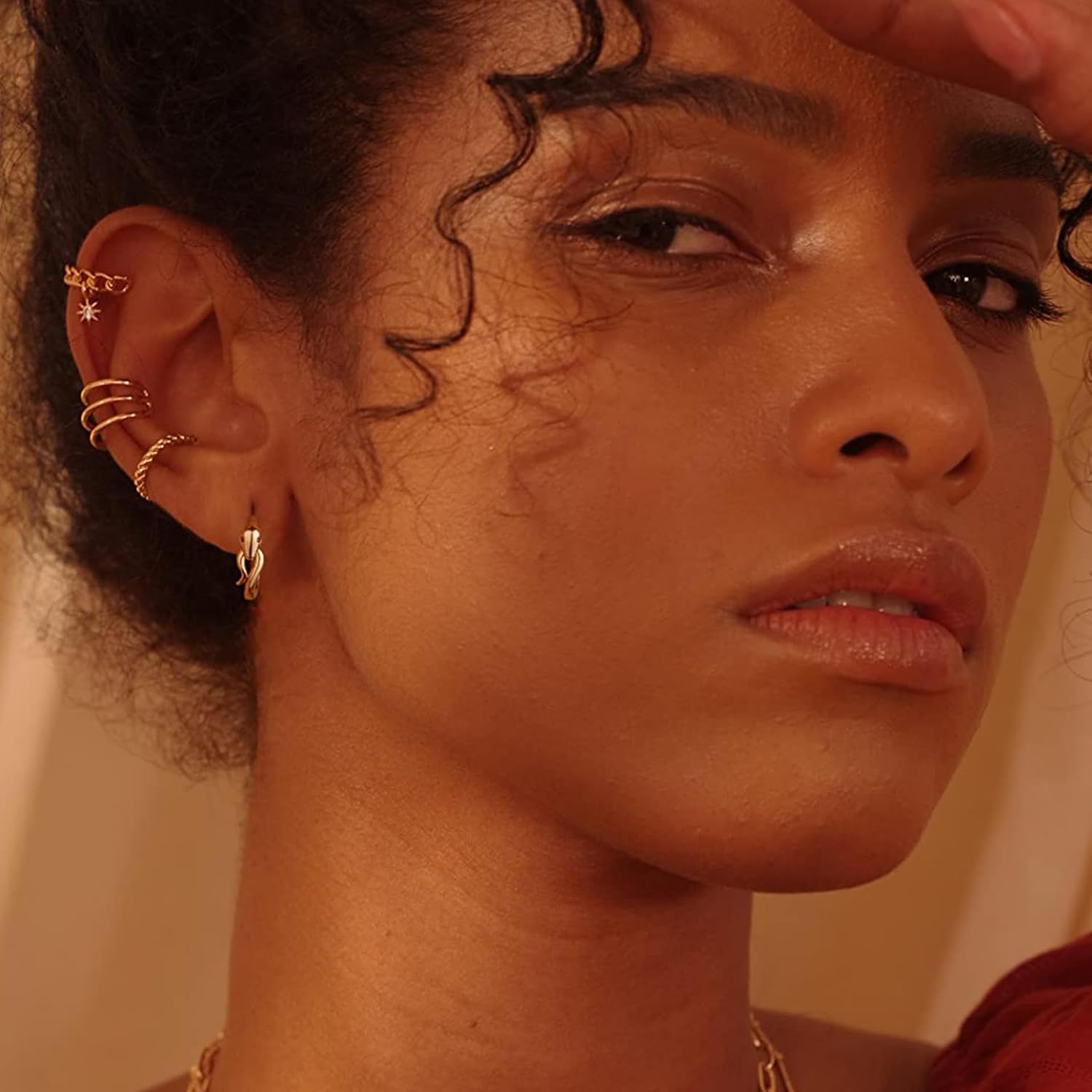 FETTERO Women Earrings Gold Plated Huggie Hoop Earrings Delicate Small Dainty Earings Snake Ball CZ Hoops for Women - Image 2