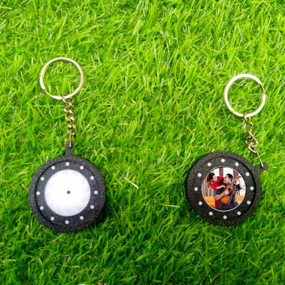 MG Personalized Iris Photo Keychain, Black Round with Picture Holder, Custom Picture Gift-image-27