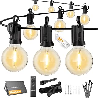 Brightown 58FT 26LED Solar String Lights Outdoor with Remote & USB Port
