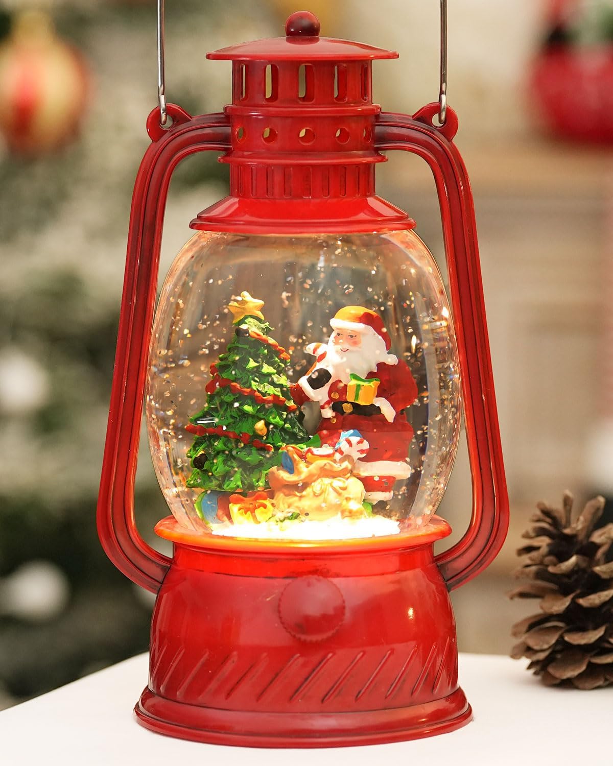 Christmas Snow Globes Cardinal Gifts,Christmas Decorations Cardinal Snow Globe, Musical Lantern Light Up 6H Time Glitter Globe Cardinal Red Bird Memorial Gift for Women