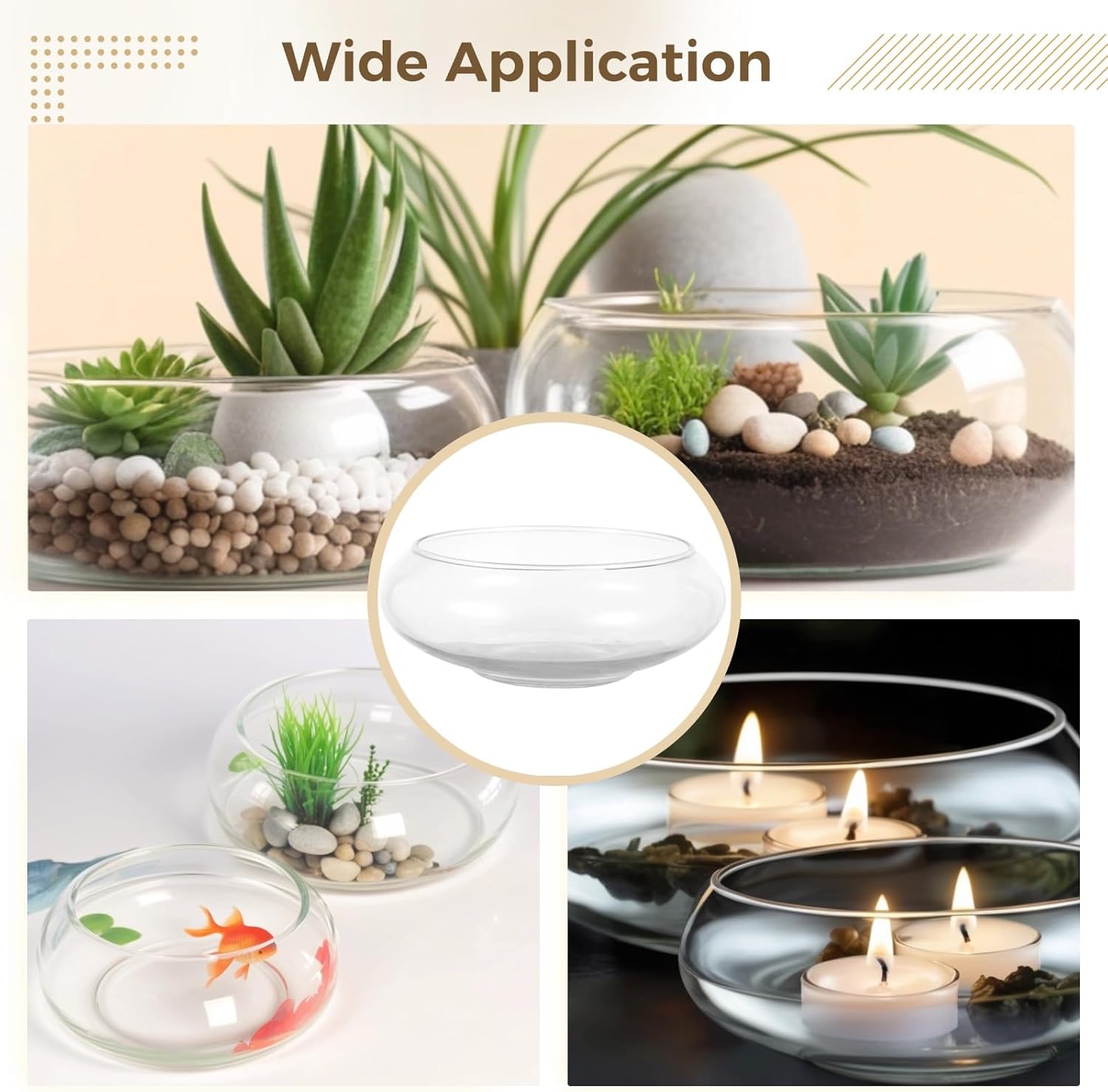 3 Pcs Glass Bowl Vases, Wide Mouth Round Glass Terrarium, Clear Floral Container, Hydroponic Planter, Fish Tank Aquarium, Planter Pot, Home Decor